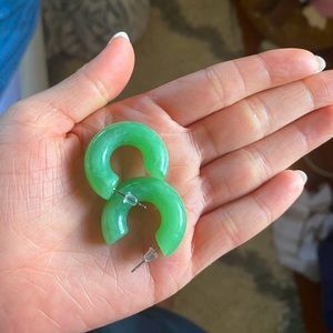 GREEN CHUNKY HOOP EARRINGS